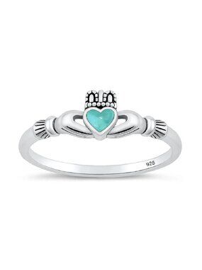 NWT- Genuine Turquoise Sterling Silver (925) Claddagh Ring